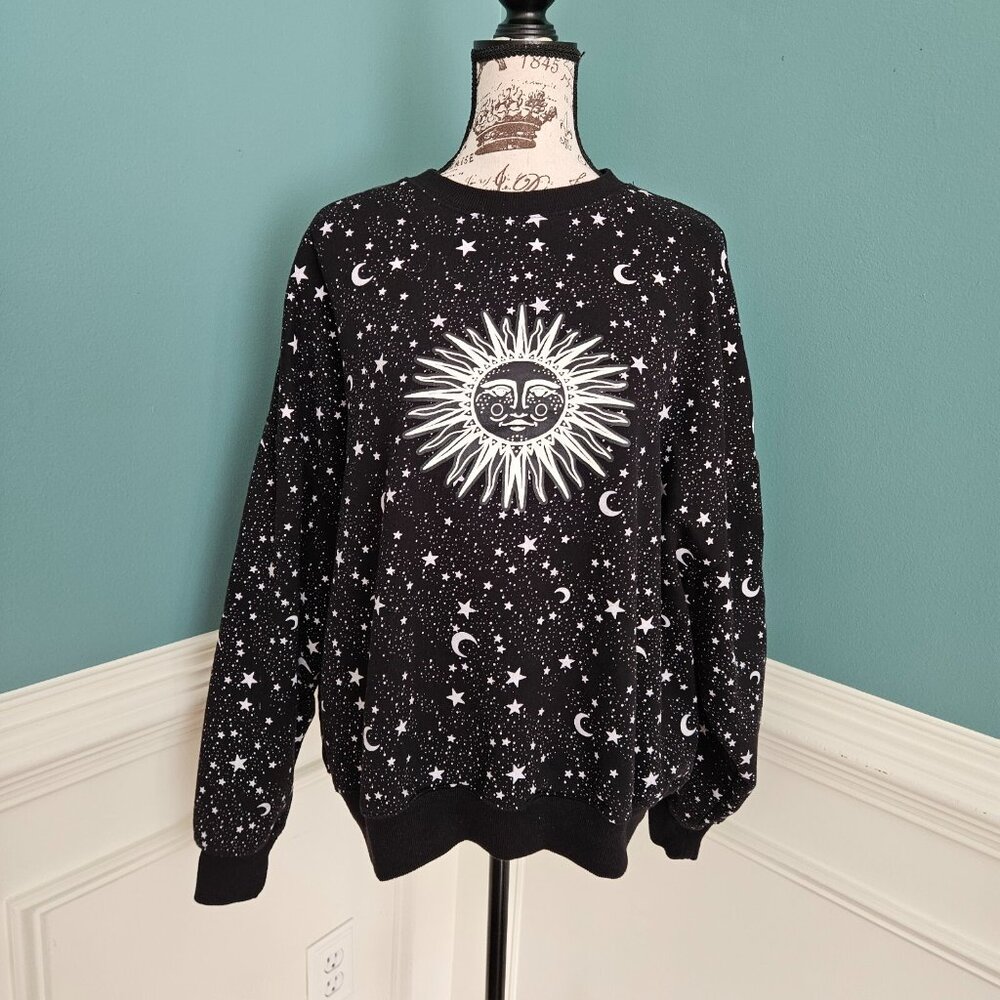 PacSun One Size Crew Black Sun Graphic Sweatshirt